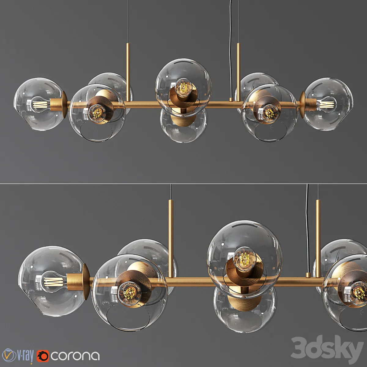 3D 8 Light Staggered Glass Chandelier download