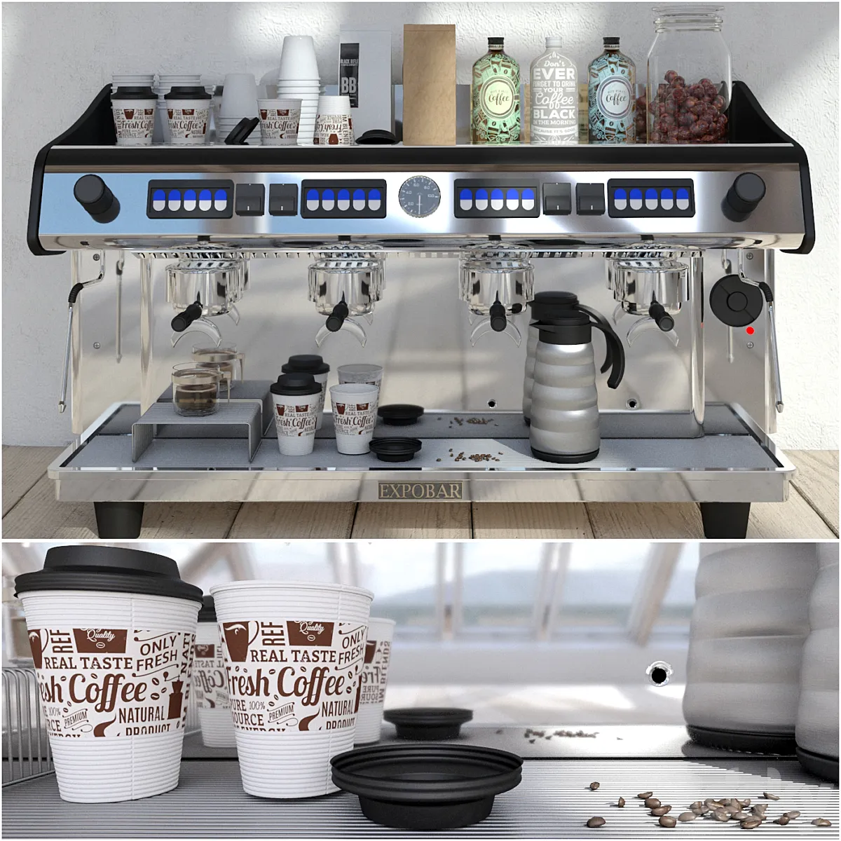 Expobar 4 Group Megacrem Coffee Machine - Restaurant - 3D model