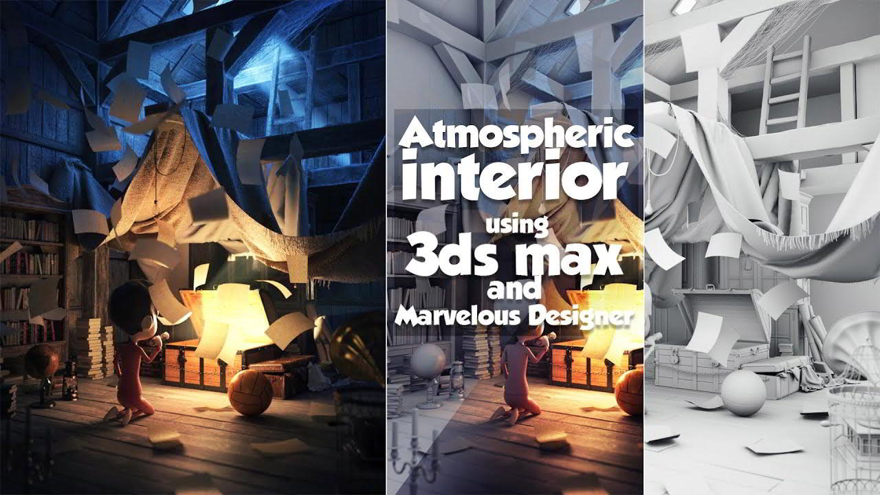 Atmospheric interior using 3ds max and Marvelous Designer free download