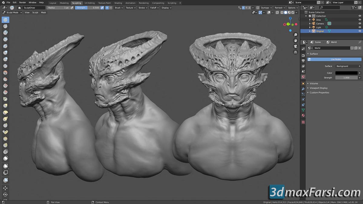 Sculpting an Alien in Blender 2.8 free download