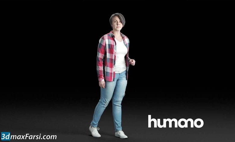 Humano Casual woman in checkered shirt Walking and talking 0214 free download