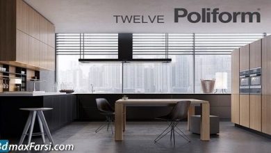 kitchen set by poliform varenna realistic 3d model 01