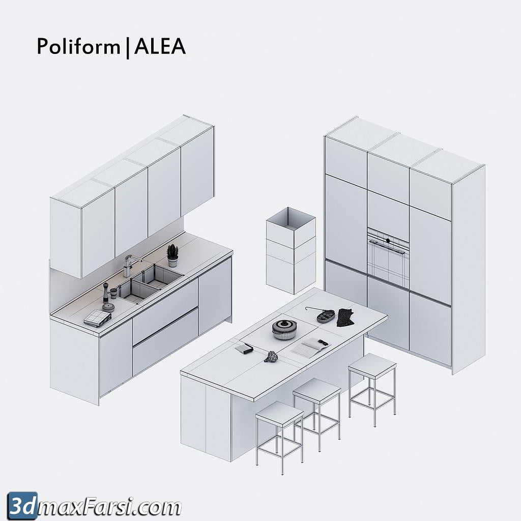 Modern kitchen Poliform Varenna Alea 3ds Max (Vray, Corona), obj