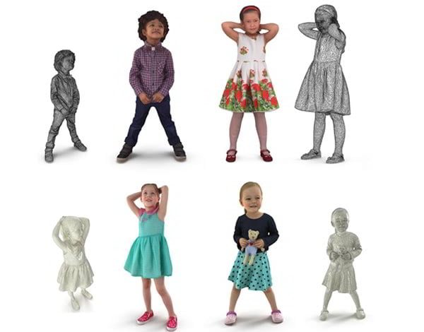 Child Collection x4 VR AR low-poly 3d model free download