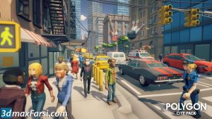 City Pack Low-poly & Complete Colored Lowpoly Standing People