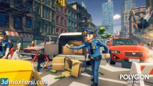 City Pack Low-poly & Complete Colored Lowpoly Standing People police