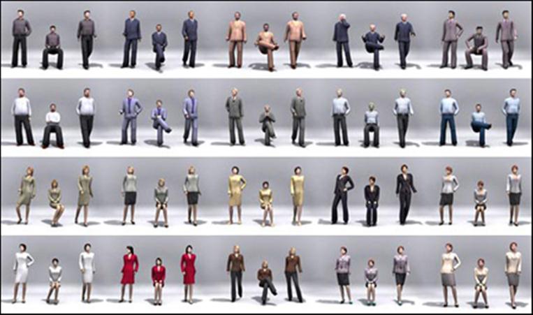 17 3D People Models (AXYZ + Got3D)