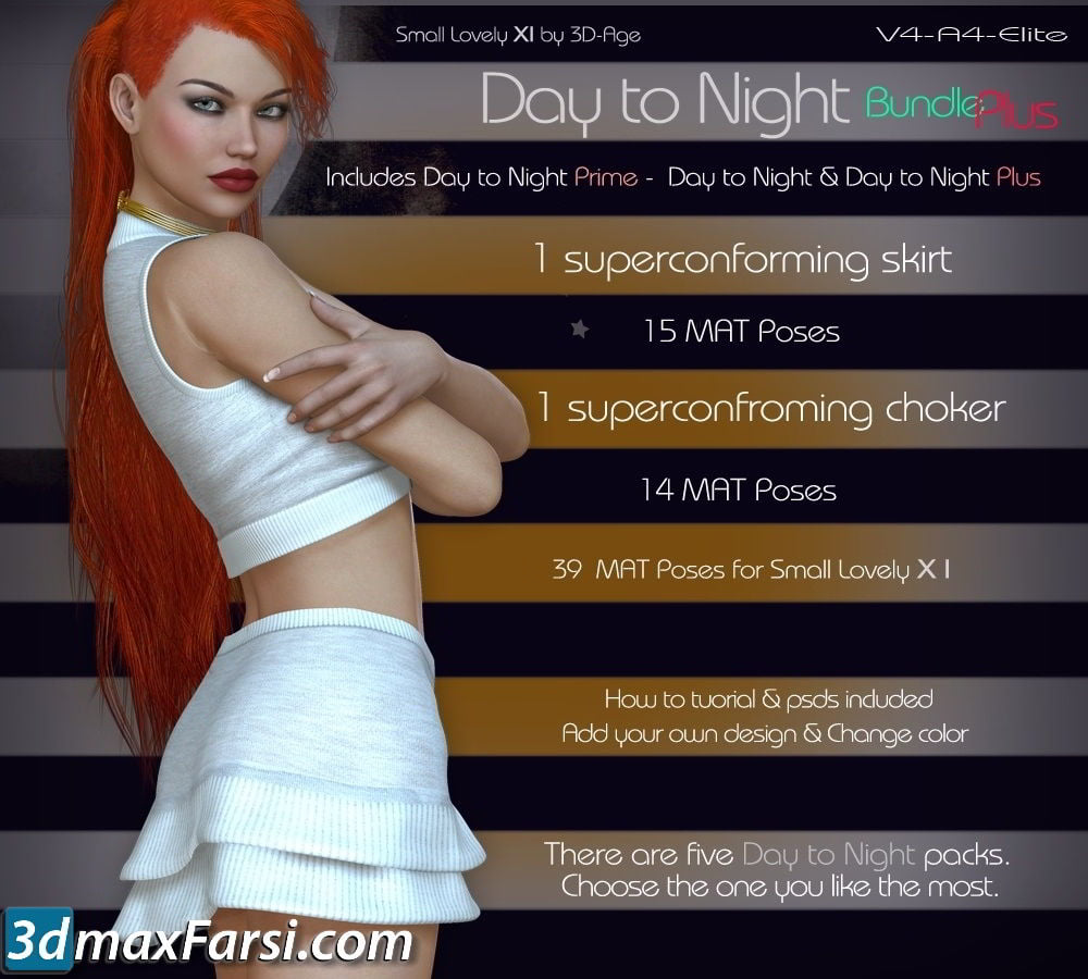 Daz3d, Day to Night Bundle Plus - V4-A4-Elite & Small Lovely XI free download
