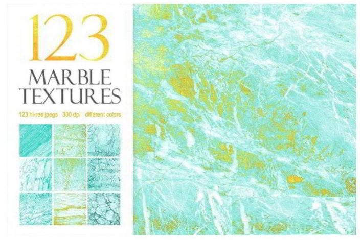 Creativemarket – 123 Marble Blue & Gold Textures