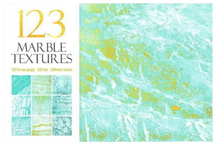 Creativemarket – 123 Marble Blue & Gold Textures