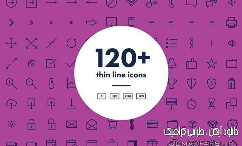 creativemarket 120 Thin Line Icons free download