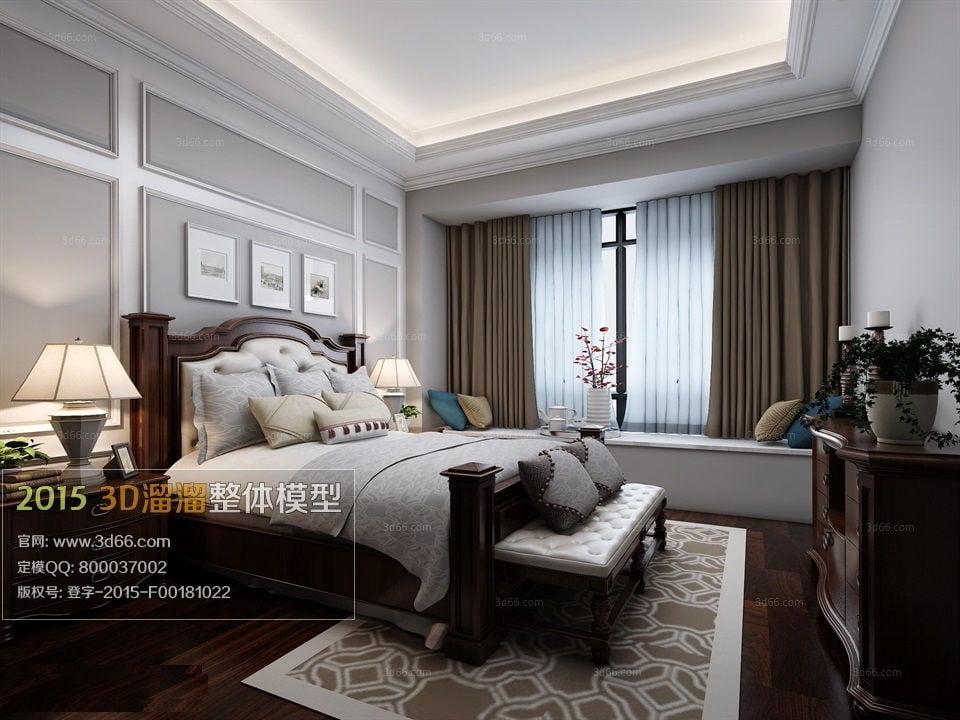 American Bedroom Style 3D66 Interior 2015 vol.1-2 free download