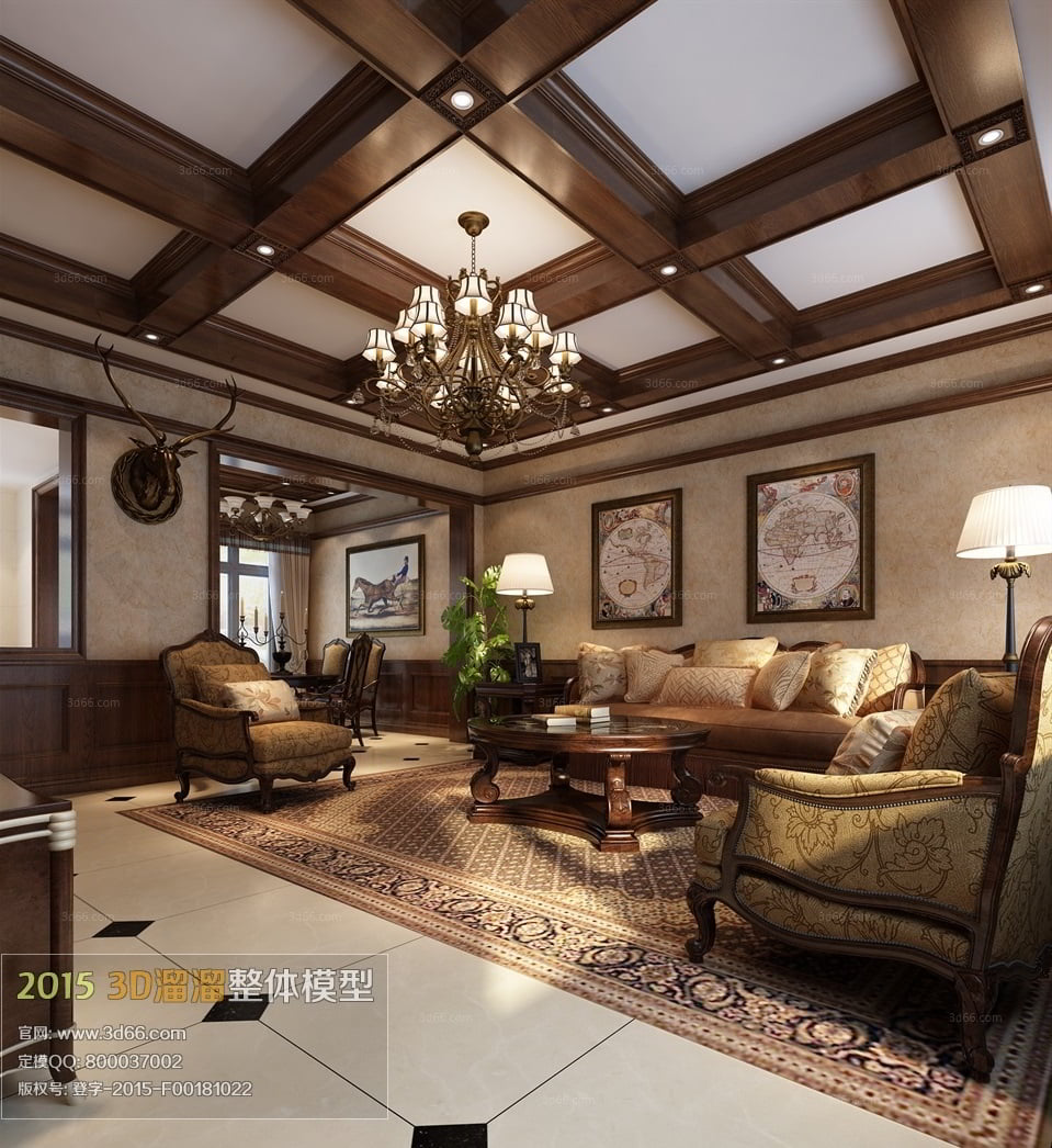 American Style Livingroom 3D66 Interior 2015 max (Vol. 1-3) free download