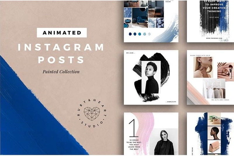 Creativemarket : ANIMATED Painted Instagram Posts free download