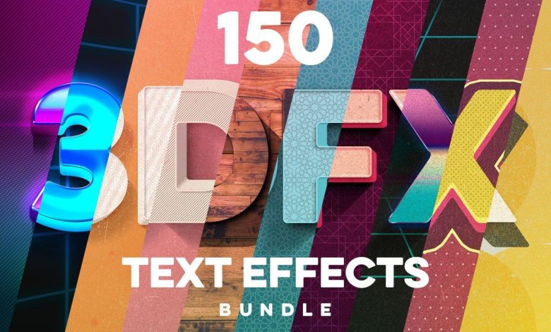 Creativemarket: 150 3D Text Effects for Photoshop free download