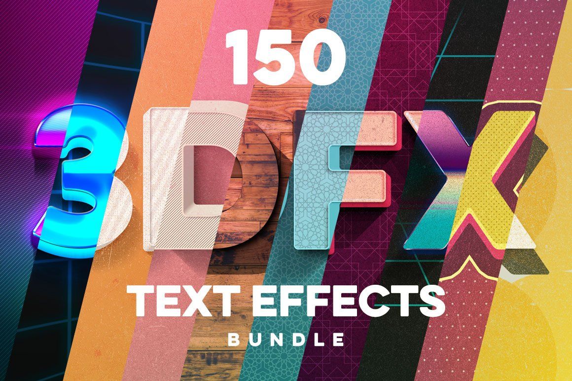 Creativemarket: 150 3D Text Effects for Photoshop free download