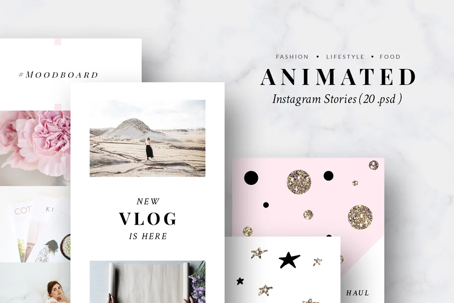 Creativemarket - Animated Instagram Stories – Pink & Gold free download