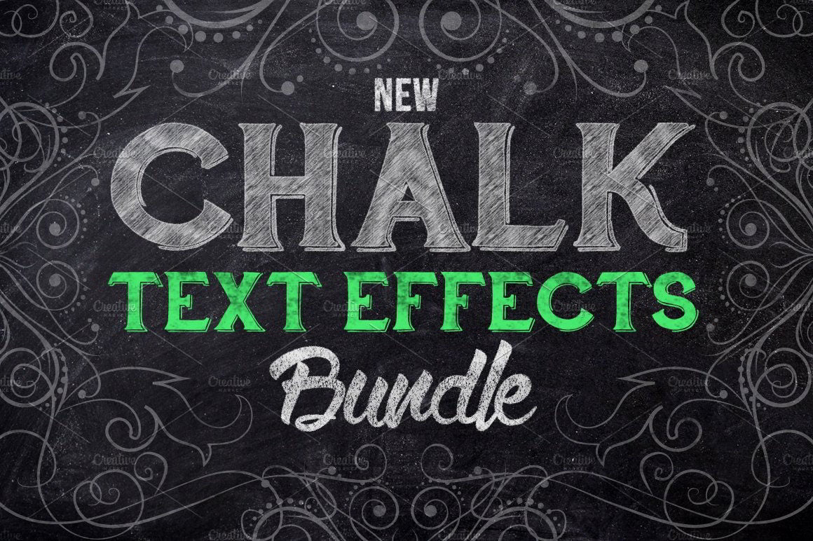 Creativemarket : Chalk Text Effects Creator Bundle (Photoshop Add-Ons) free download