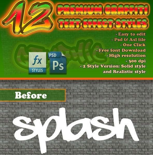 Graphicriver : 12 Premium Graffiti Text Effect Style free download