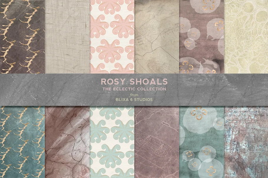 Creativemarket – Rosy Shoals: Gold and Watercolors (Blixa 6 Studios)