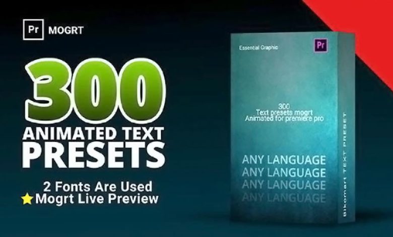 Premiere Pro Template: 300 Text Preset free download