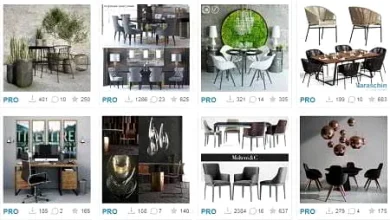 3DDD PRO Table and Chair Vol. 1-5 (Format: 3ds Max, Vray)