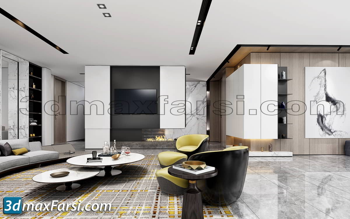 Living room modern furniture 3d model