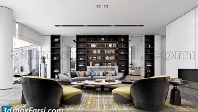 Living room modern furniture 3d model 1