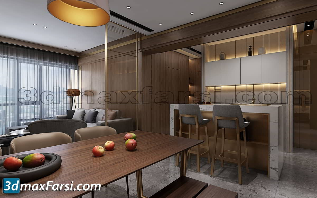 Living room modern furniture 3d model 2