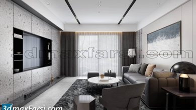 Living room modern furniture 3d model 21