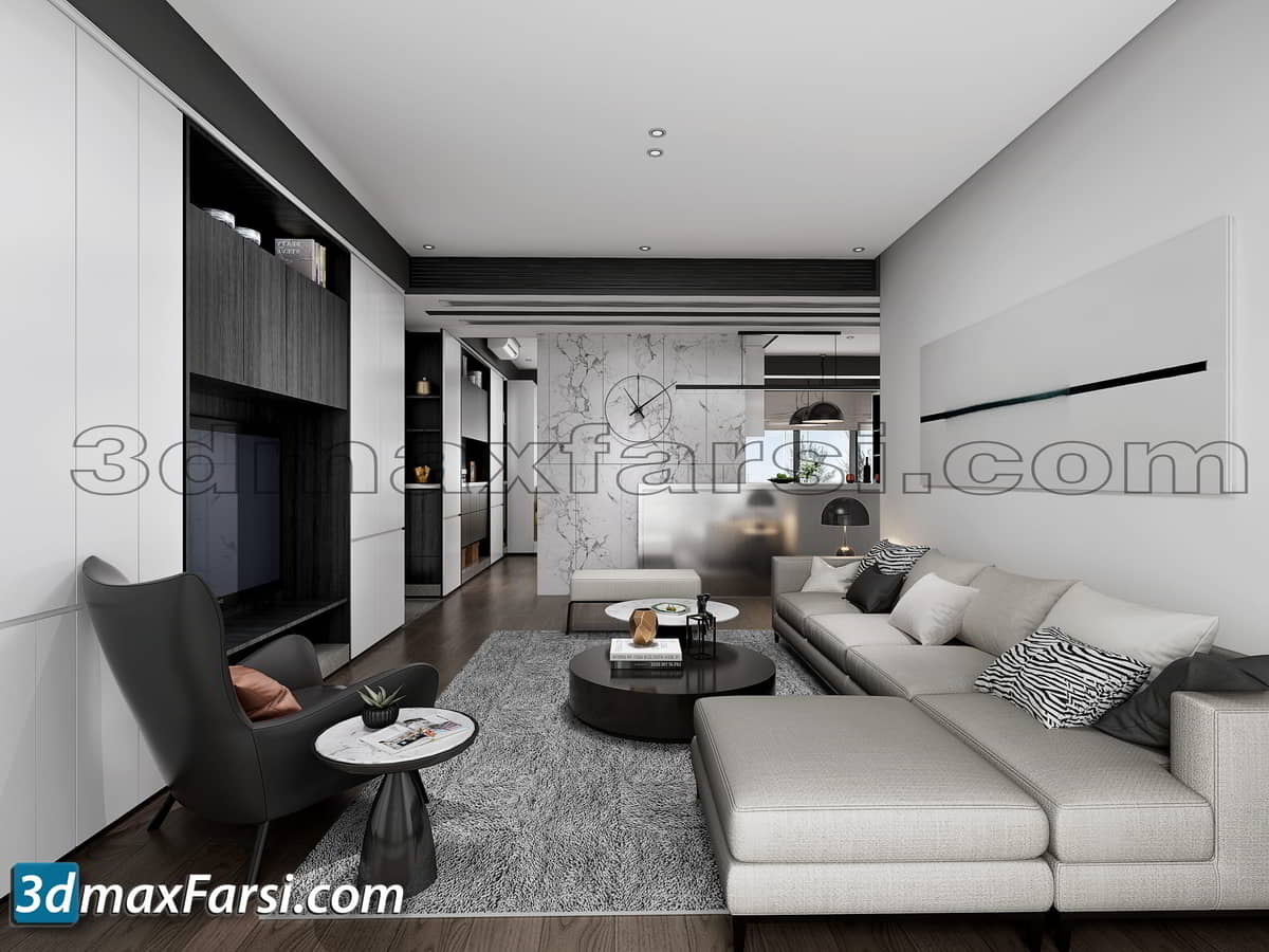 Living room modern furniture 3d model 24