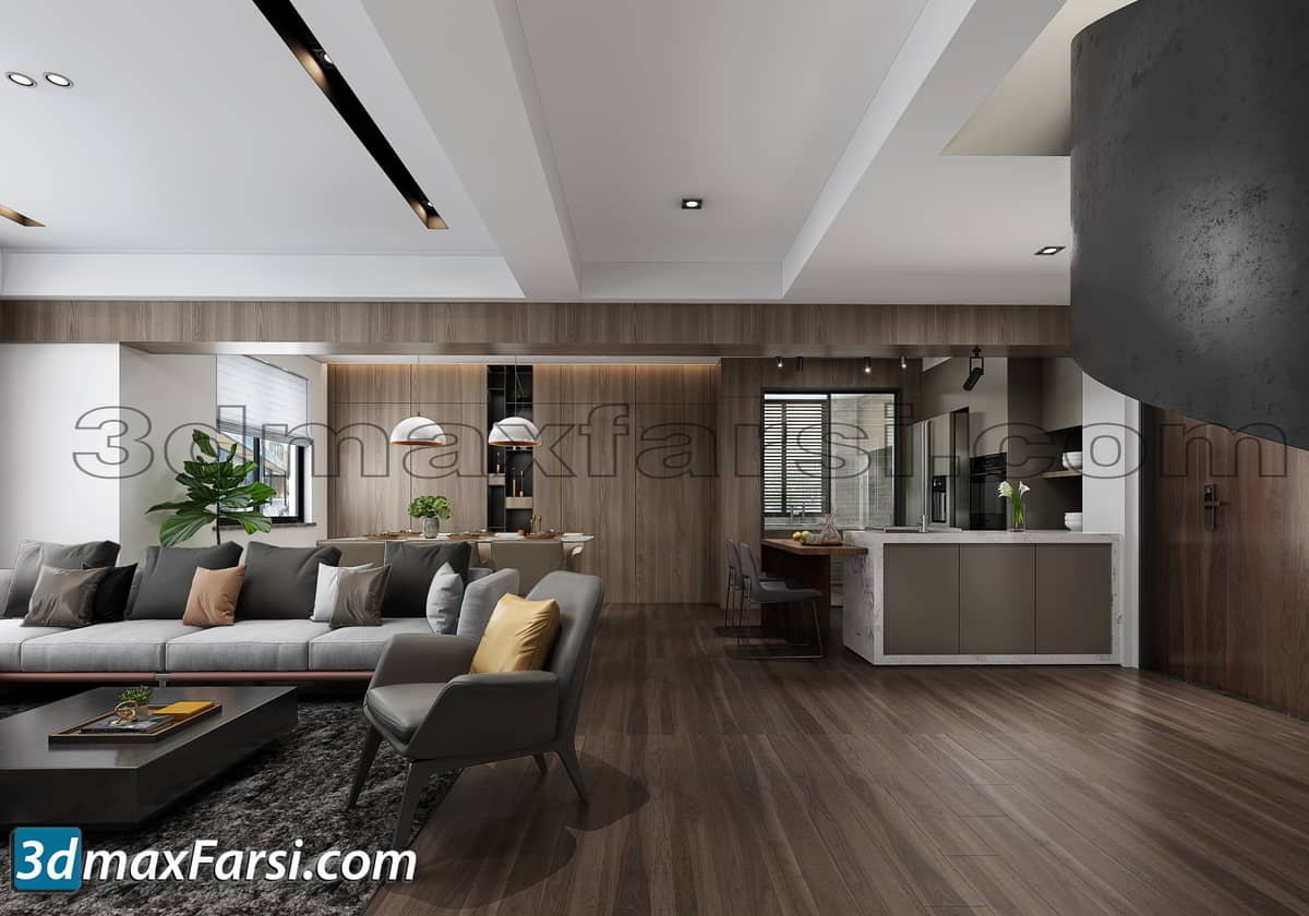 Living room modern furniture 3d model 5