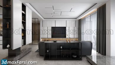 Living room modern furniture 3d model 6