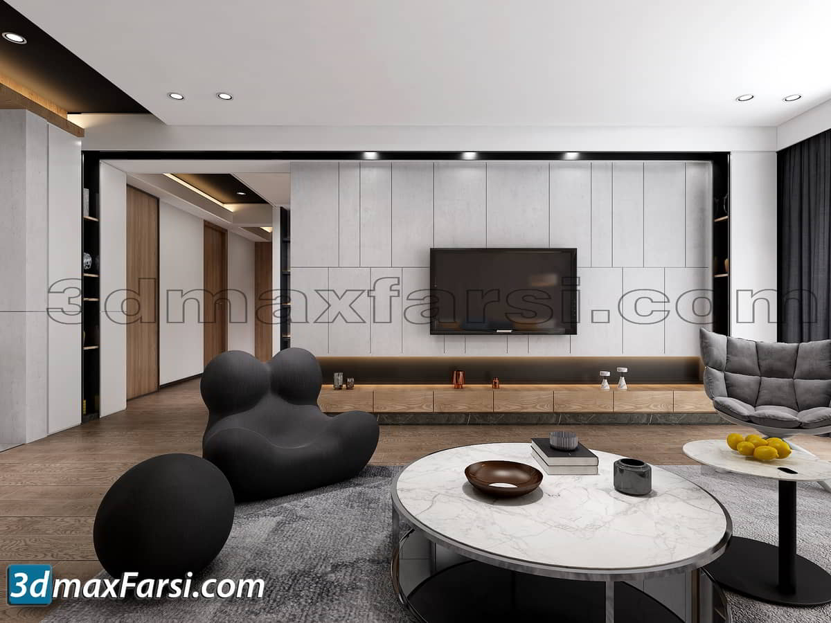 Living room modern furniture 3d model 7