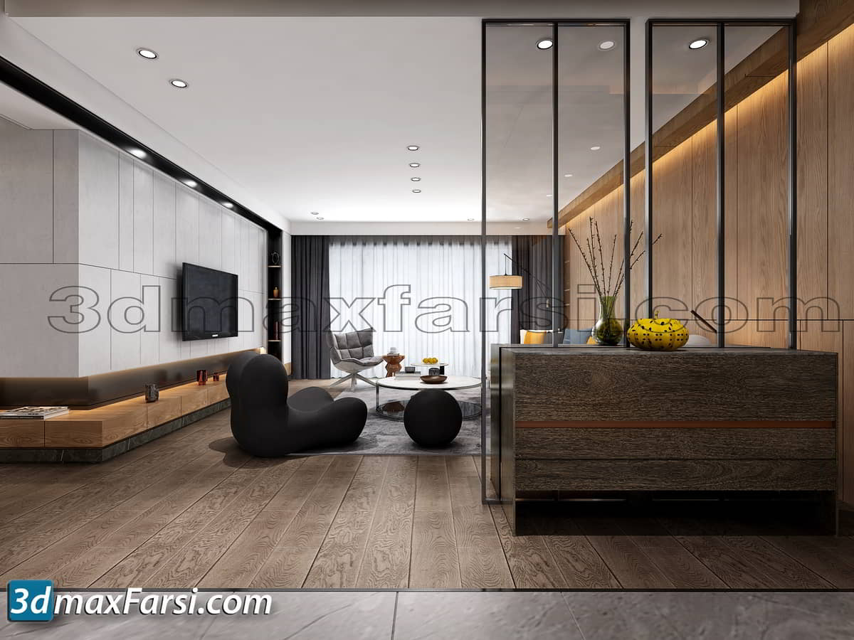 Living room modern furniture 3d model 7