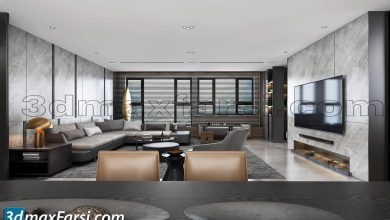 Living room modern furniture 3d model 8
