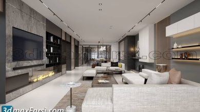 Living room modern furniture 3d model 9