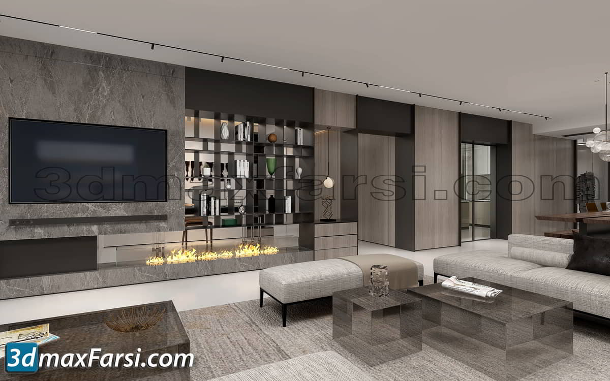 Living room modern furniture 3d model 9