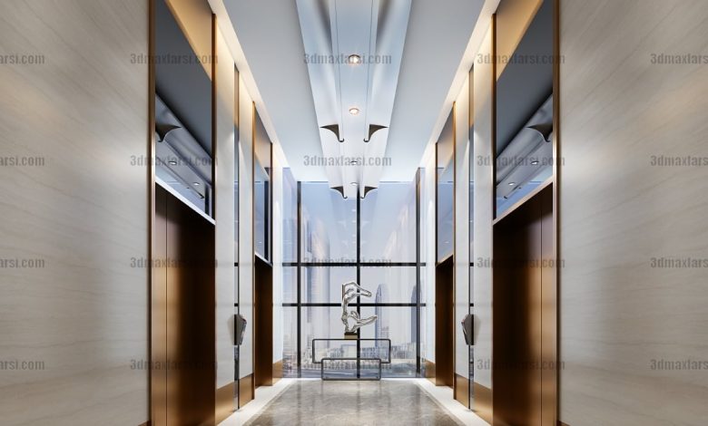 3d model Corridor, elevator, Lobby 28