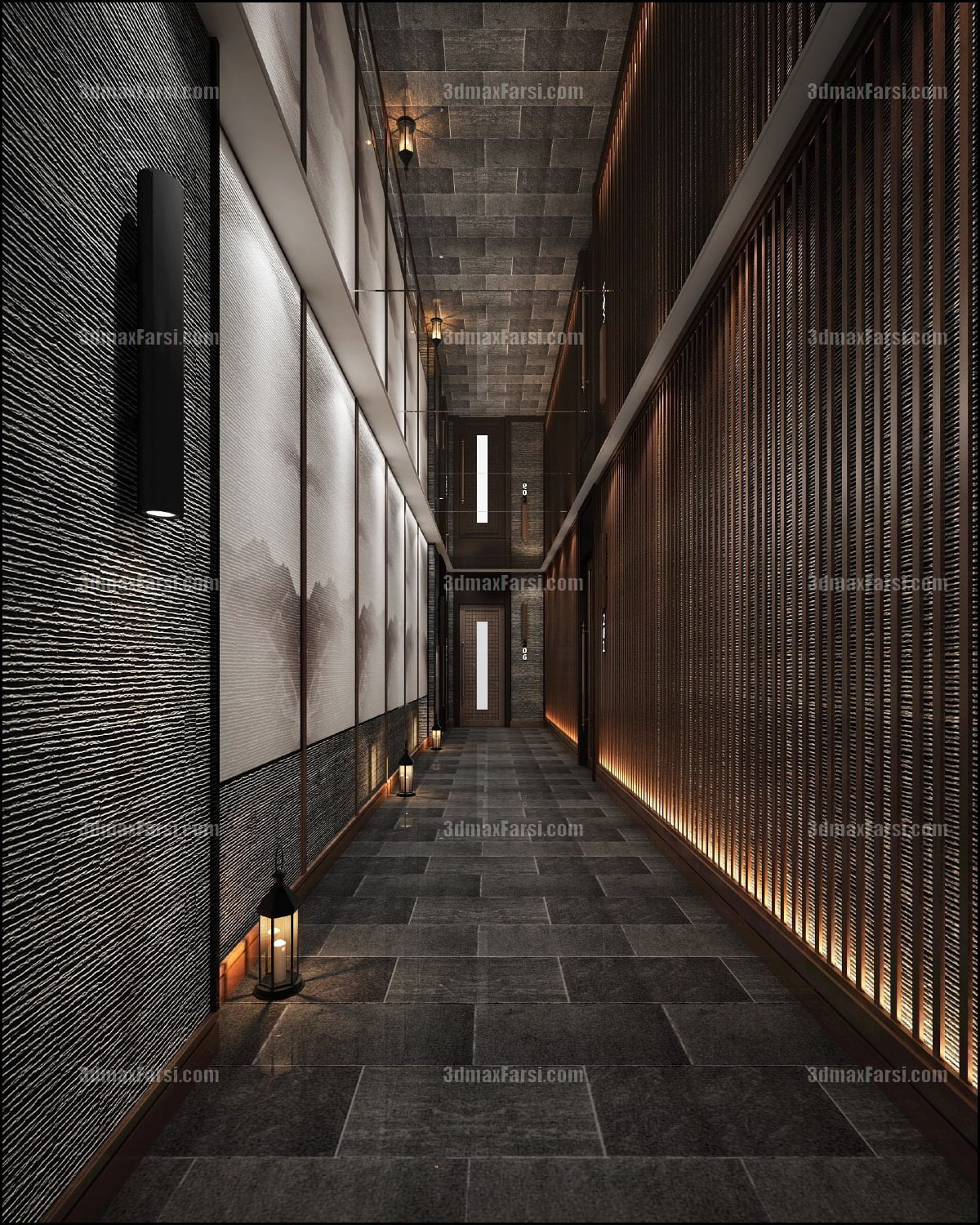 3D scene Corridor elevator interior 7