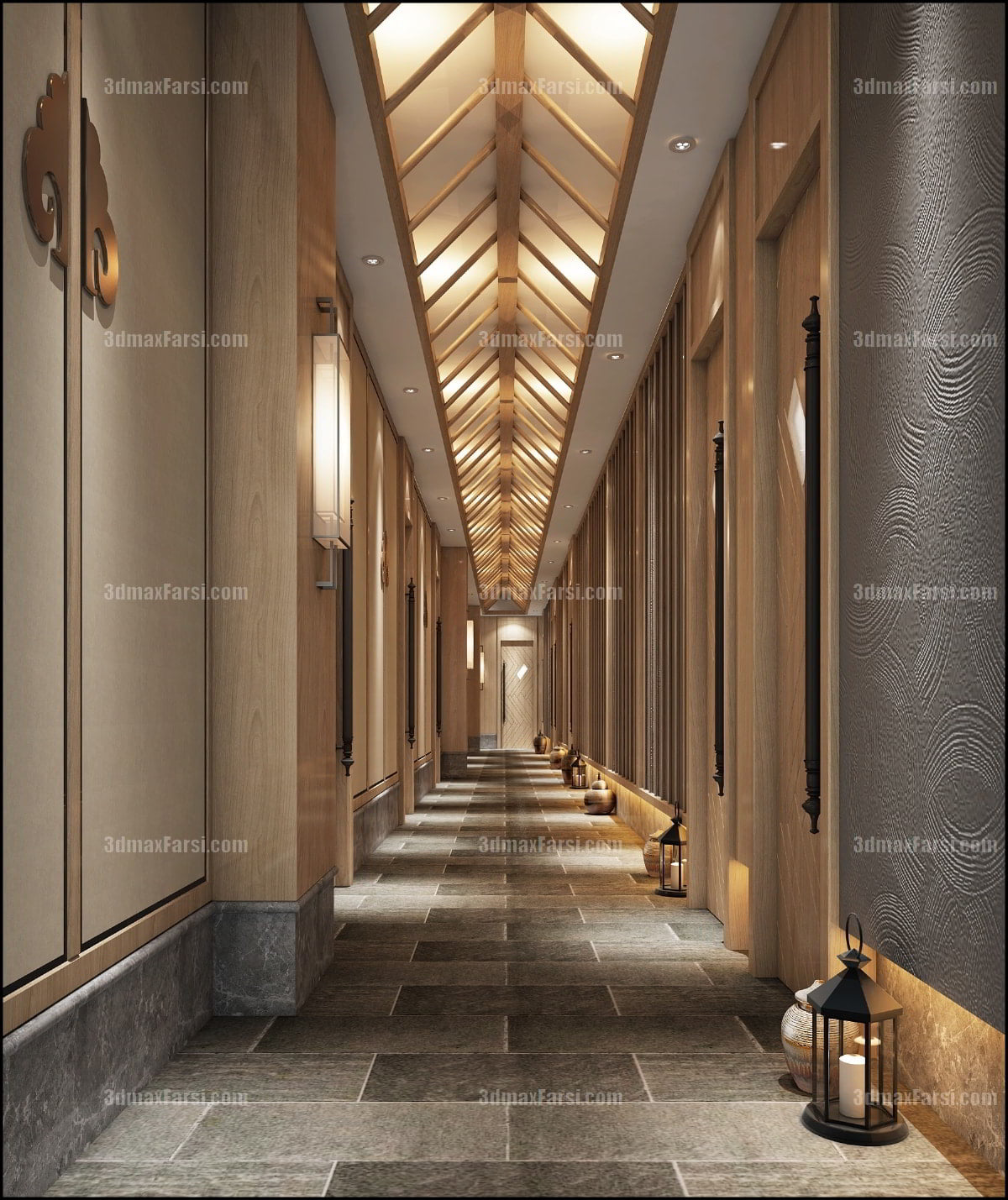 3D scene Corridor elevator interior 8