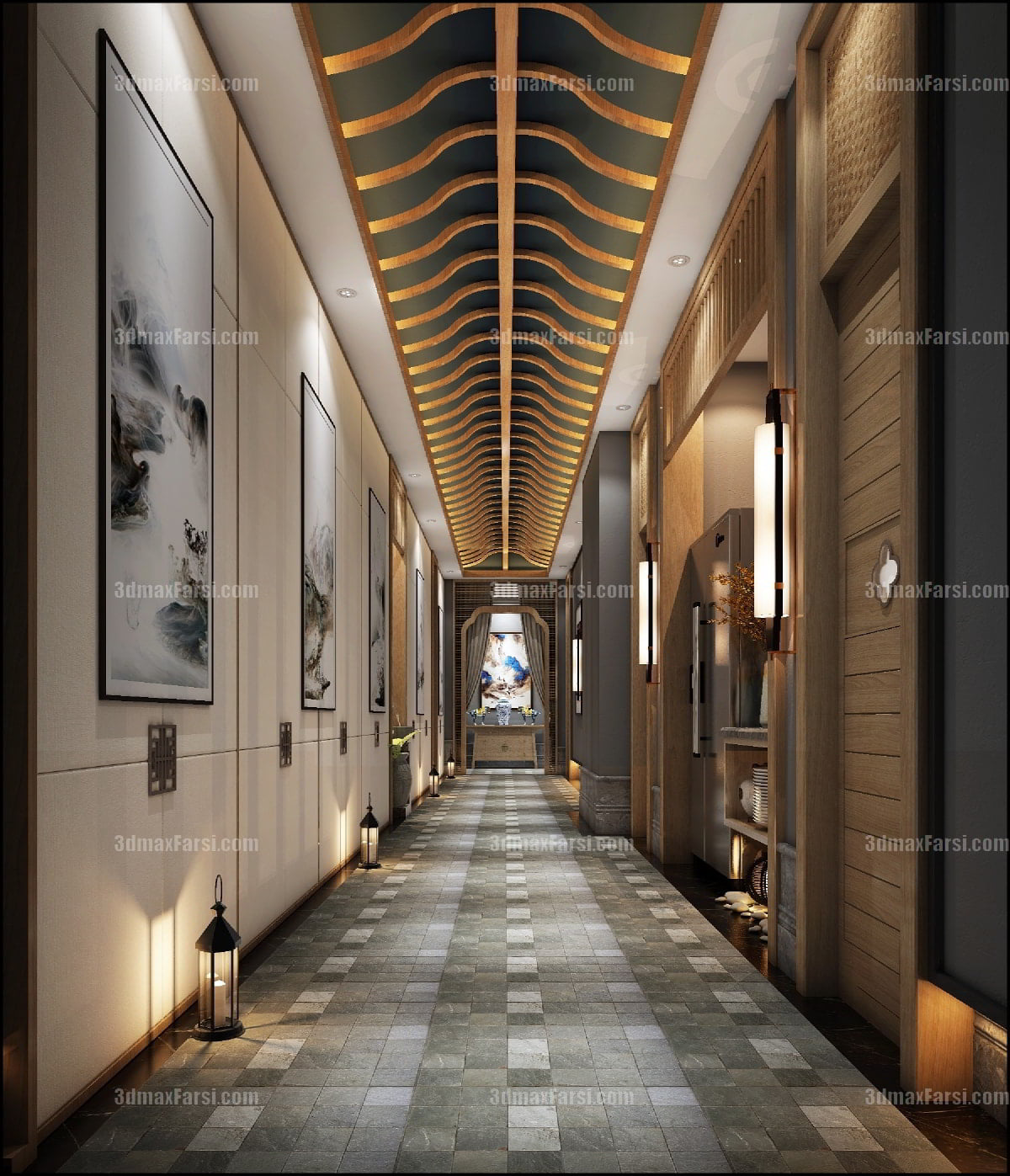 3D scene Corridor elevator interior 12