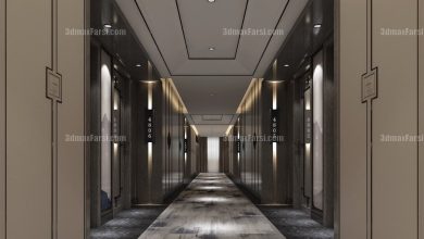 3D scene Corridor elevator interior 23
