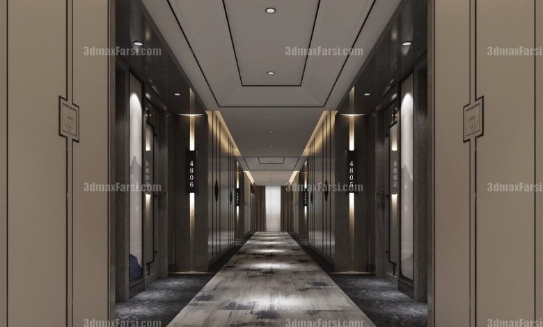 3D scene Corridor elevator interior 23