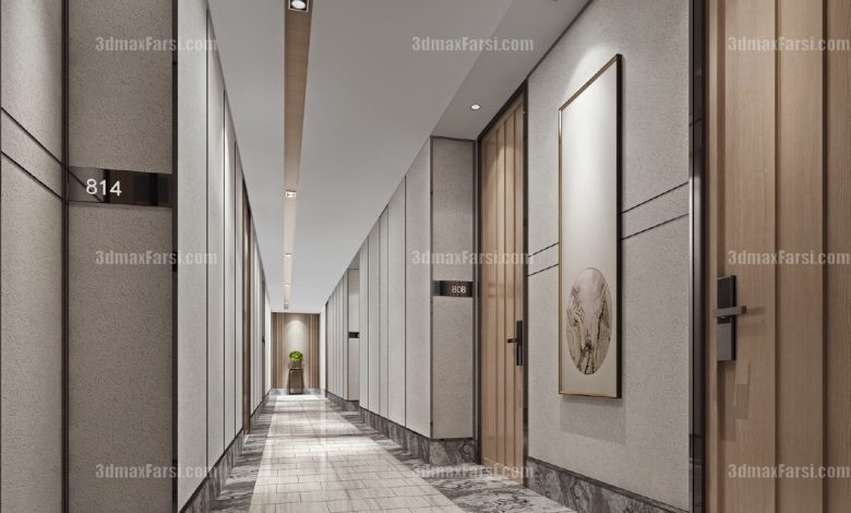 3D scene Corridor elevator interior 24