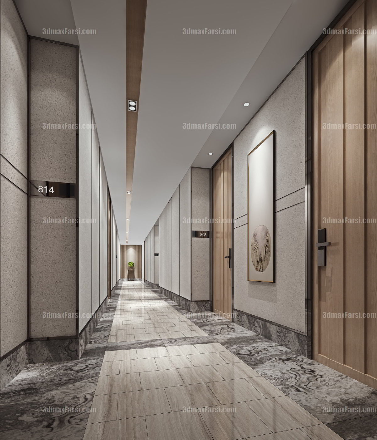 3D scene Corridor elevator interior 24