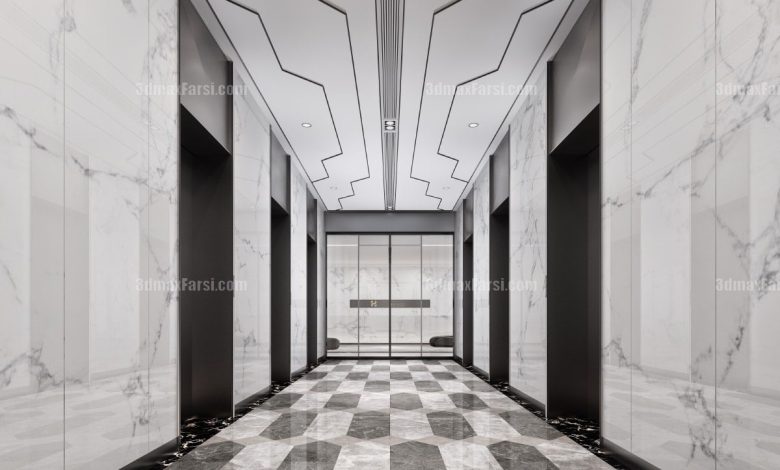 3D scene Corridor elevator interior 42