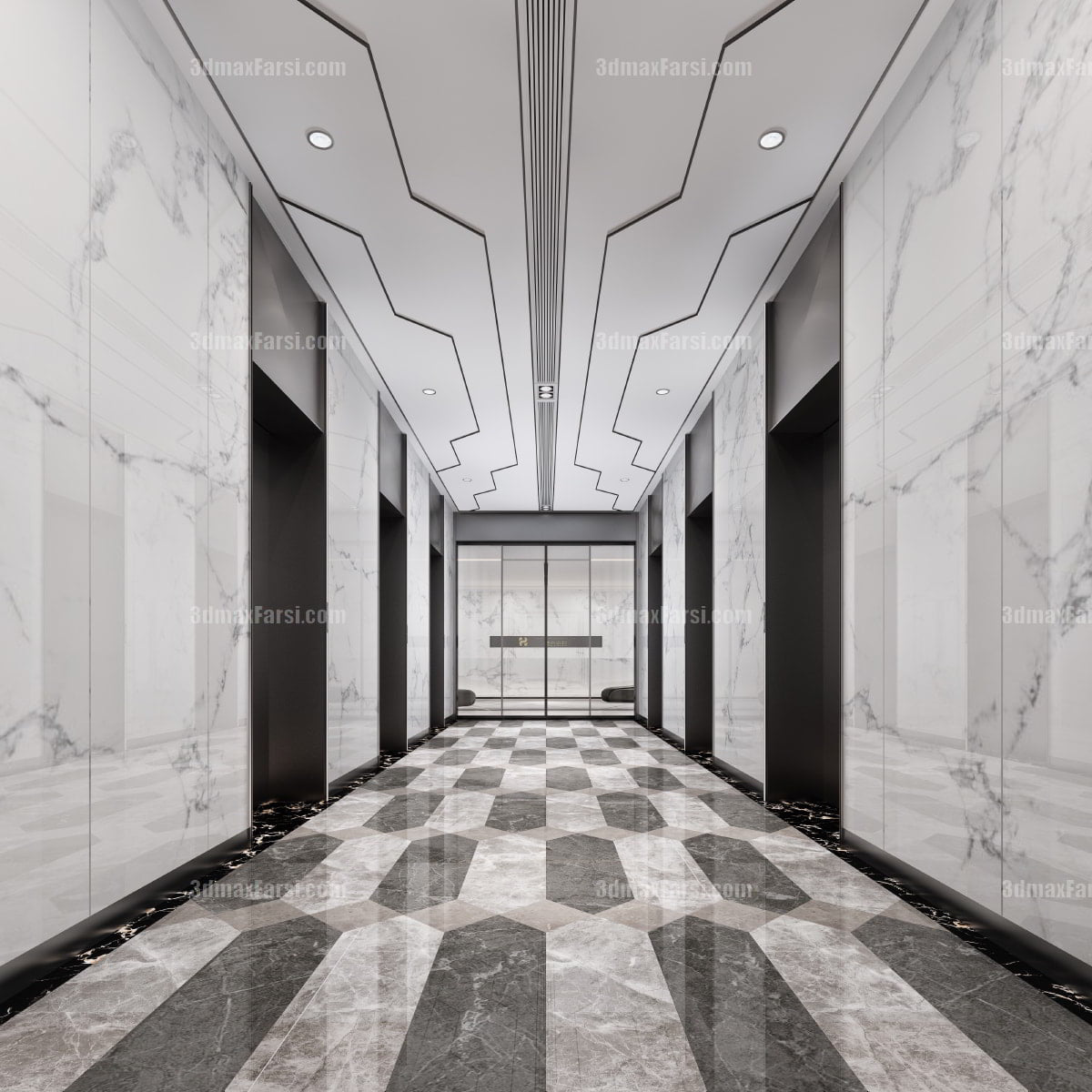 3D scene Corridor elevator interior 42