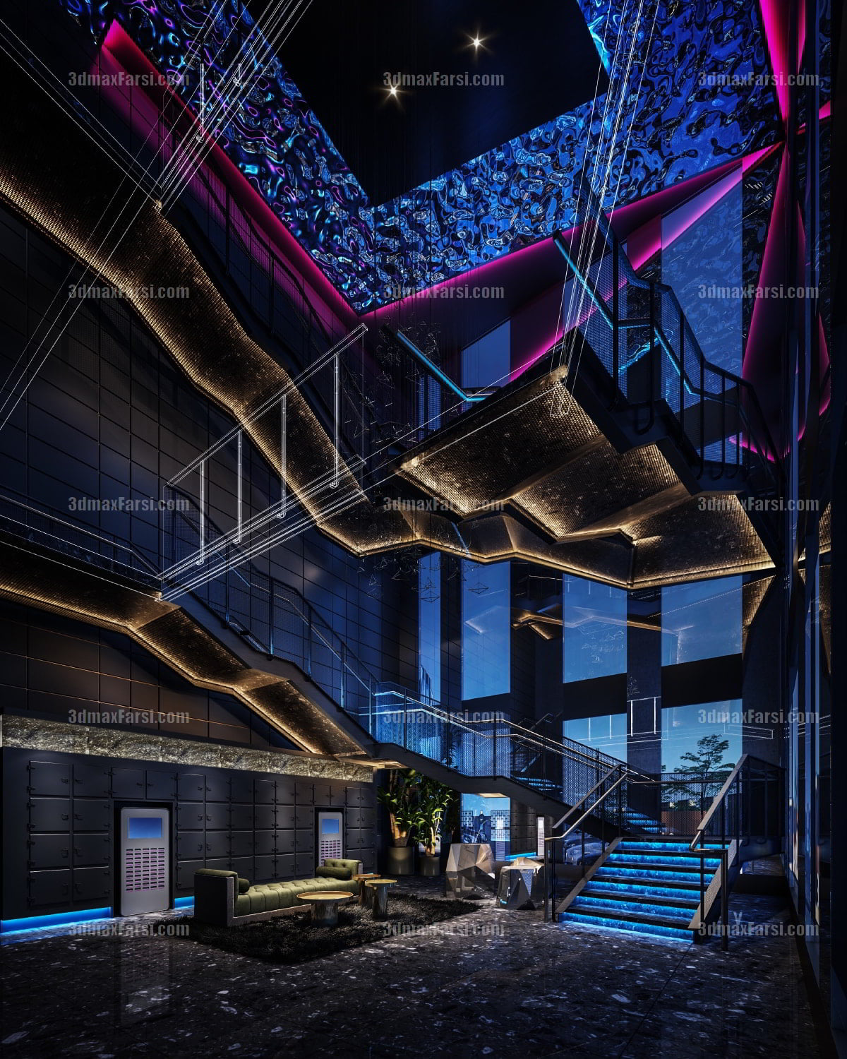 3D scene Corridor elevator interior 50