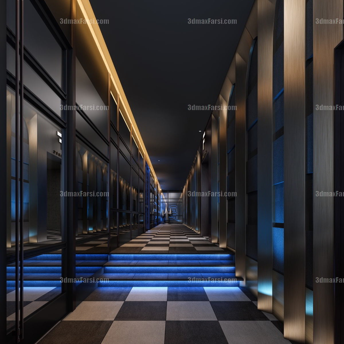 3D scene Corridor elevator interior 51